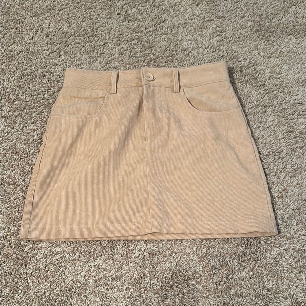 Tan Corduroy Mini Skirt